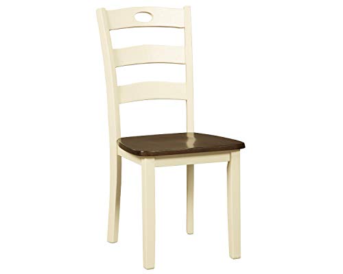 Signature Design by Ashley Woodanville 18" Cottage Ladderback Dining Chair, 2 Count, Cream & Brown