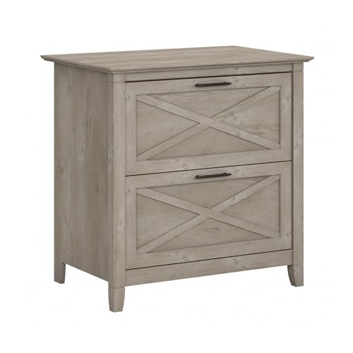 Bush Furniture Key West 2 Drawer Lateral File Cabinet in Washed Gray | Document Storage for Home Office | Accent Chest with Drawers - WoodArtSupply