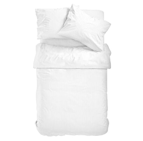 Amolavet Hotel Bedding Duvet Cover King Size Cotton White Satin Pin Striped Textured with Zipper - Duvet Cover King 3 Pcs Set 104x90 - Comforter Cover/Quilt Cover King Size Amolavet
