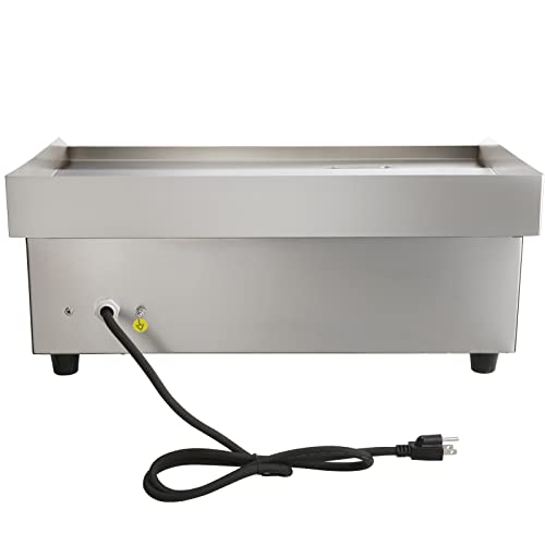 VEVOR Commercial Electric Griddle, 22", 1600W Countertop Flat Top Griddle, Stainless Steel Teppanyaki Grill w/Iron Cooking Plate, 122-572℉ Adjustable Temp Control 2 Shovels & Brushes, 110V VEVOR