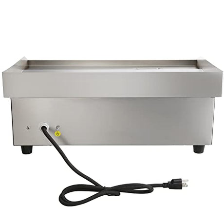 VEVOR Commercial Electric Griddle, 22", 1600W Countertop Flat Top Griddle, Stainless Steel Teppanyaki Grill w/Iron Cooking Plate, 122-572℉ Adjustable Temp Control 2 Shovels & Brushes, 110V VEVOR