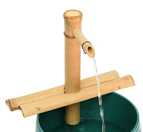 Bamboo Accents Zen Garden Water Fountain Kit - Adjustable Spout with Smooth Matte Finish, includes Submersible Pump - Ideal for Indoor & Outdoor Use, Container Not Included (12" Adj Half-Roun - WoodArtSupply