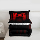 Feelyou Twin Comforter Set for Boys Gamer Bedding Set for Boys Kids Gaming Comforter Red Black Teen Child Gamer Room Decor Soft Game Geometric Duvet Quilted 1 Comforter with 1 Pillowcase Gamer Gifts Feelyou