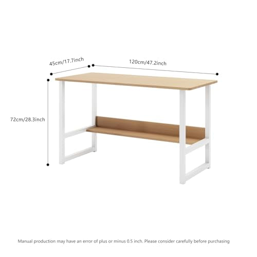 YHUBHSIS Computer Desk Modern Simple Style Desk for Home Office, Small Writing Table Study Work Desk for Home Office Bedroom (Light Oak, 47.2inch)