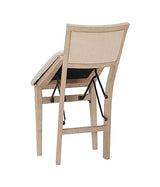 Linon Keira Wooden Folding Chair Upholstered Seat and Back Set of 2, Dining Height, Rustic Natural & Beige Linon