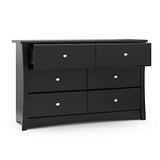 Storkcraft Crescent 6 Drawer Double Dresser (Black) – GREENGUARD Gold Certified, Dresser For Nursery, 6 Drawer Dresser, Kids Dresser, Nursery Dresser Drawer Organizer, Chest of Drawers STORKCRAFT