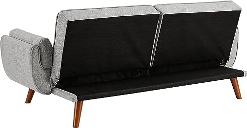 ERYE 75-Inch Tufted Upholstered Futon Sofabed Linen Loveseat Sofa Bed with Adjustable Backrest and Pillows for for Bedroom Living Room, Modern Convertible Futon Sleeper Bed ERYE