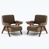 Euklea Mid Century Modern Accent Chair, Fabric Upholstered Lounge Arm Chair with Solid Wood Frame for Living Room, Bedroom, Office, Reading Corner (Coffee, Set of 2) Euklea