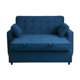 Serta Ainsley 66.5" Convertible Sleeper Loveseat, Full Size, Dreamcoil Comfort, Soft Velvet Fabric, Navy Serta
