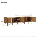 Merax Boho TV Stand for 80 Inch TV, 70" Rattan Entertainment Center with 2 Drawers and 3 Storage Cabinets, TV Media Console Table with Solid Wood Legs & Cable Holes for Living Room, Bedroom Merax