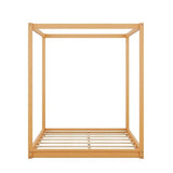 Harper & Bright Designs Queen Size Canopy Floor Bed with Support Legs, Wooden Canopy Platform Bed Frame, Natural Harper & Bright Designs