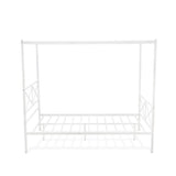 East West Furniture - GEQCWHI - Glendale Queen Size Bed Frame with Modern Designed Headboard and Footboard - Canopy Metal Frame in Powder Coating Linen White East West Furniture