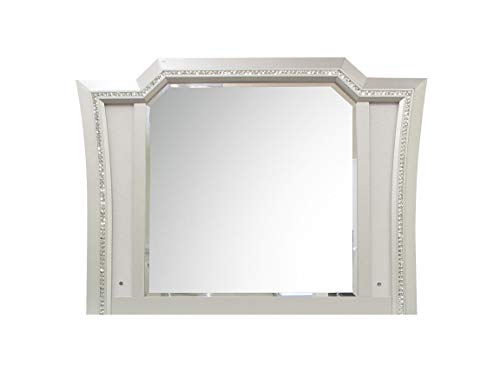 Acme Kaitlyn Wooden Frame Mirror with LED in White and Champagne Acme