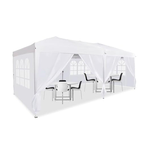 10' x 20' Pop Up Canopy Tent with 6 Removable Sidewall, Commercial Instant Canopy with Carry Bag, Adjustable Outdoor Shelter Tent for Parties, Festival, Event, White Morngardo