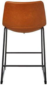 Walker Edison Douglas Urban Industrial Faux Leather Armless Counter Chairs, Set of 2, Whiskey Brown Walker Edison