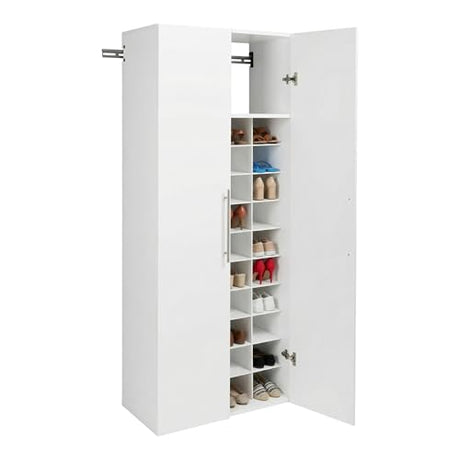 Prepac HangUps 30" Shoe Storage Cabinet, Cabinet Wall Mount, Wall Cabinet Storage for Shoes with 40 Cubbies, Ideal for Utility Room, Garage and Bedroom, 30" W x 72" H x 16" D, White Prepac