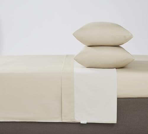 Linen Closet Queen Sheet Set – 4-Piece Cotton Blend, 1200 Thread Count Ultra Soft & Silky Sateen, Moisture Wicking, Wrinkle Resistant, Quick Dry, Deep Pocket up to 18", Durable & Easy Care, Beige Linen Closet