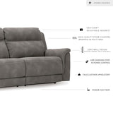 Signature Design by Ashley Next-Gen DuraPella Faux Leather Zero Wall Power Reclining Sofa with USB, Slate Gray Signature Design by Ashley