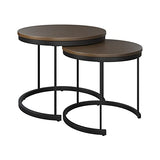 Nesting Coffee Table Set – Set of 2 Small Round Tables Nest Together for Saving Space – Modern Industrial Living Room Tables by Lavish Home (Brown) Lavish Home