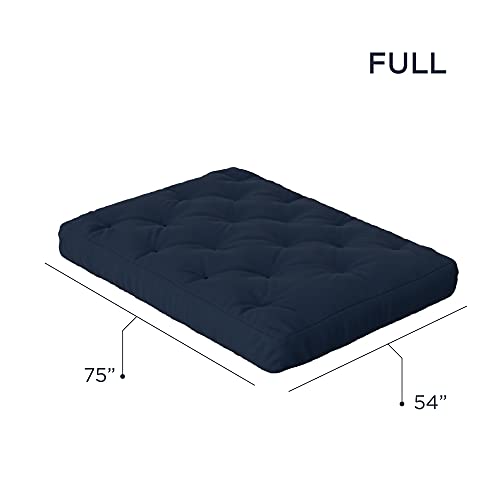 Royal Sleep Products by The Futon Factory 8 inch Memory Foam Futon Mattress - Cover - Size - CertiPUR Certified Foams - Made in The USA (Frame Not Included) (Navy, Full) Royal Sleep Products