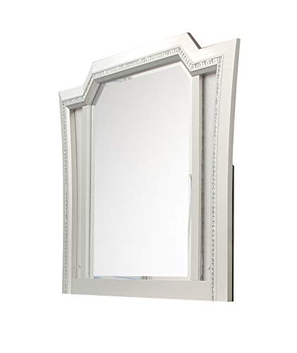 Acme Kaitlyn Wooden Frame Mirror with LED in White and Champagne Acme