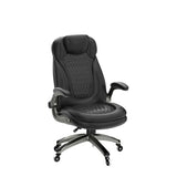 Executive Office Chair-Ergonomic Computer Desk Chair, High Back Leather Chair with Padded Flip-up Arms, Swivel Home Office Chair Upgraded Caster-Black COLAMY