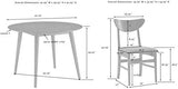 Crosley Furniture Landon 5-Piece Mid Century Round Dining Table Set for 4, Acorn Crosley Furniture