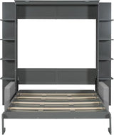 Queen Murphy Bed with Couch and Storage Shelves,Wood Murphy Wall Bed Cabinet with Storage Shelves and Sofa,Folding(Grey) Virubi