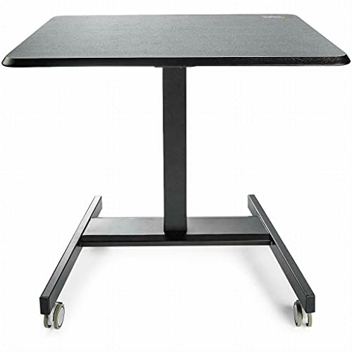 StarTech.com Mobile Standing Desk - Portable Sit Stand Ergonomic Height Adjustable Cart on Wheels - Rolling Computer/Laptop Workstation Table with Locking One-Touch Lift for Teacher/Student (STSCART2) StarTech.com
