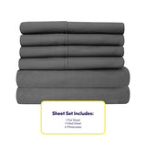 King Size Bed Sheets - 6 Piece 1500 Supreme Collection Fine Brushed Microfiber Deep Pocket King Sheet Set Bedding - 2 Extra Pillow Cases, Great Value, King, Gray Sweet Home Collection