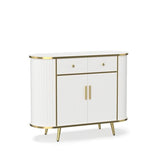 LUMIINOFAMI Sideboard Buffet Cabinet with Storage, 43.3'' Modern Coffee Bar Entryway Cabinet with Drawers, Console Table with Storage Gold Sealed Edge Luxury Style for Living Room, Hallway (White) LUMIINOFAMI