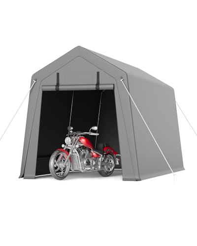GarveeLife 7 x 15 ft Carport Storage Shed, Portable Garage with Roll-up Zipper Door, Heavy Duty Waterproof Tarp, Storage for Motorcycle, Bike, Firewood, Garden Tools GarveeLife