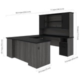 Atlin Designs Transitional Wood U Shaped Computer Desk in Black/Bark Gray Atlin Designs