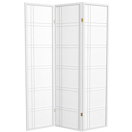 Red Lantern 6 ft. Tall Double Cross Shoji Screen - White - 3 Panels Red Lantern