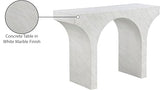 Meridian Furniture 99073White-T Pomezia Collection Art Deco Wood Frame Console Table in White Marble Finish, 45.5" W x 16" D x 31.5" H, White Meridian Furniture