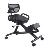Ejoyous Kneeling Chair, Pneumatic Posture Correcting Knee Stool with Cushion Height Adjustable Rolling Orthopaedic Desk Stool for Banking Meeting Room Office Home Reception Ejoyous