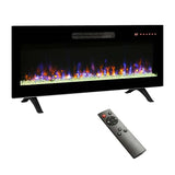42" Electric Fireplace, Recessed Ultra-Thin Wall Fireplace Heater, Tempered Glass Front Wall Mounted Electric Fireplace with Remote and Multi Color Flame & Emberbed, LED Light Heater (42 inch) MTSVMP