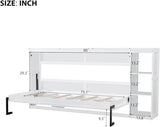 Virubi Twin Horizontal Murphy Bed with Storage Shelves,Wood Fold Up Modern Murphy Wall Bed Cabinet with Storage Bookcase for Adults (White,Twin) Virubi