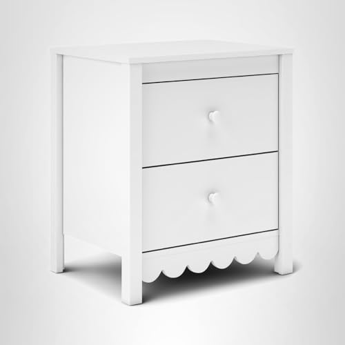 Signature Design by Ashley Hallityn Minimalist 2 Drawer Nightstand, Smooth-Gliding Drawers, Wood, 21.34" W x 15.94" D x 24.37" H, Matte White Finish Signature Design by Ashley