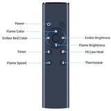 Replacement Fireplacement Remote Control Compatible with Touchstone Spare Smart Electric Fireplace Sideline/Sideline Eite/Infinity/Fury Series RETROSUN