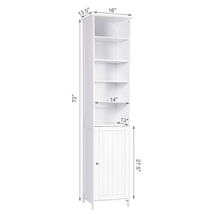 Tangkula Tall Bathroom Storage Cabinet, 72 Inch Bathroom Free Standing Tower Cabinet with Adjustable Shelves & Cupboard with Door, Space Saving Floor - WoodArtSupply