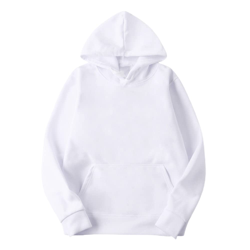 MR.R Sublimation Polyester Blanks White Hoodie Hooded Sweatshirt Cloth Unisex Style Pullover Casual Solid Color Sports Outwear Sweatshirts,XXL size MR.R