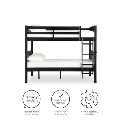 DHP Moon Full Over Full Bunk Bed with USB Port in Black - WoodArtSupply