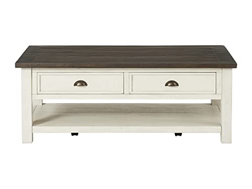 Martin Svensson Home Coffee Table Solid Wood, Cream White with Brown Top Martin Svensson Home