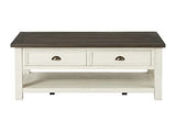 Martin Svensson Home Coffee Table Solid Wood, Cream White with Brown Top Martin Svensson Home