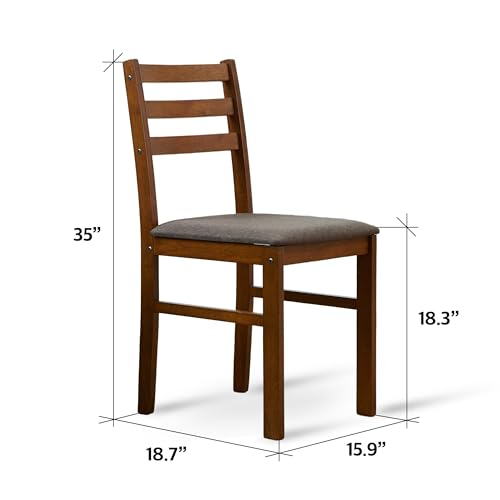 Livinia Seattle 3-Piece Wooden Dining Table Set for 2, Modern Farmhouse Kitchen Dining Room Set with Solid Wood Ladder Back Chairs for Small Space (Antique) Livinia