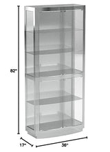 Howard Miller Bradington II Curio Cabinet II, Illuminate Storage Cabinets - Metal Pad Lock with Halogen Lights - Silver Finishing Best for Decorative Items, Living Room, Office & Home Decor Howard Miller