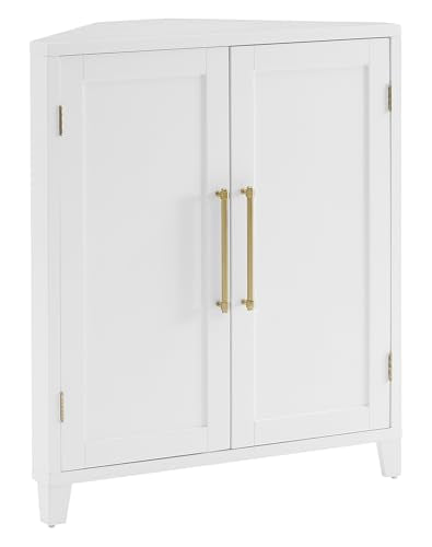 Crosley Furniture Roarke Stackable Corner Pantry Storage Cabinet with Shelves, Kitchen, Dining, Laundry, White Crosley Furniture