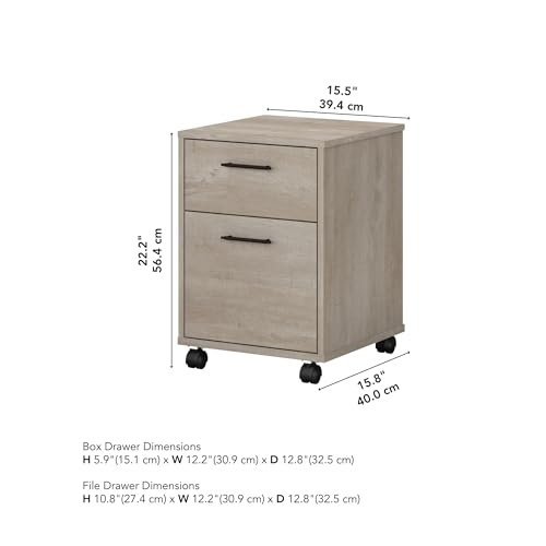 Bush Furniture Key West 2 Drawer Mobile File Cabinet, Rolling File Cabinet for Home Office - WoodArtSupply