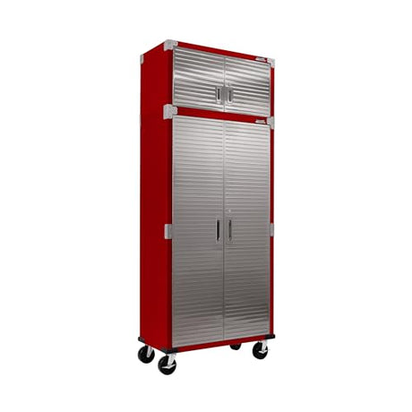 Seville Classics UltraHD 2-Piece Heavy Duty Mega Solid Steel Metal 2-Door Lockable Stacker Wall Storage Cabinet Set Organizer for Garage, Office, Seville Classics